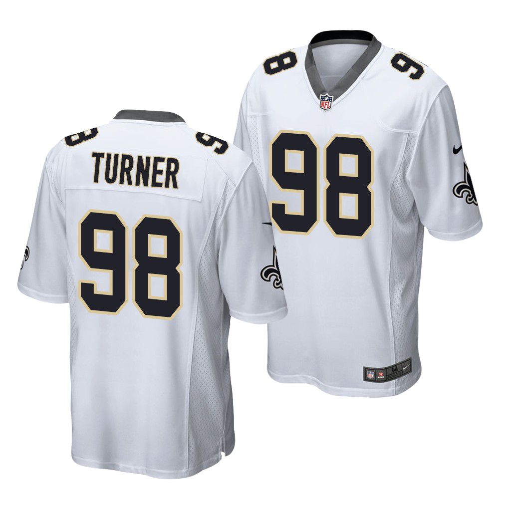 Men New Orleans Saints #98 Payton Turner Nike White Game NFL Jersey